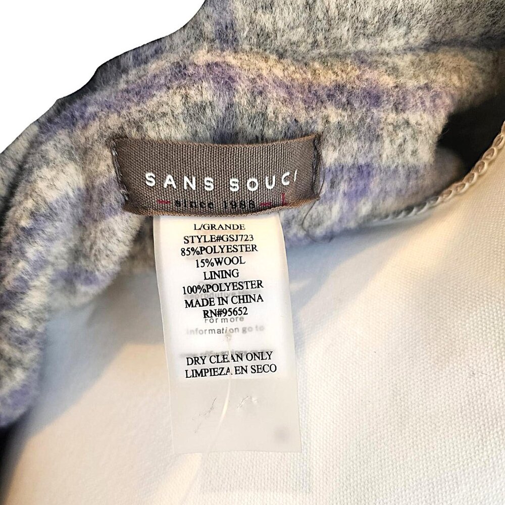Sans Souci 15% Wool Mid-length Coat - Large - Lavender and Grey - Picture 5 of 5
